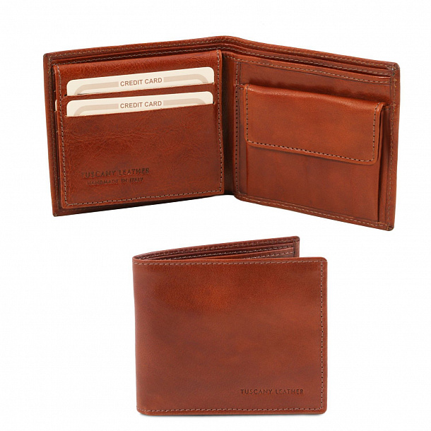 Эксклюзивный кожаный бумажник тройного сложения для мужчин