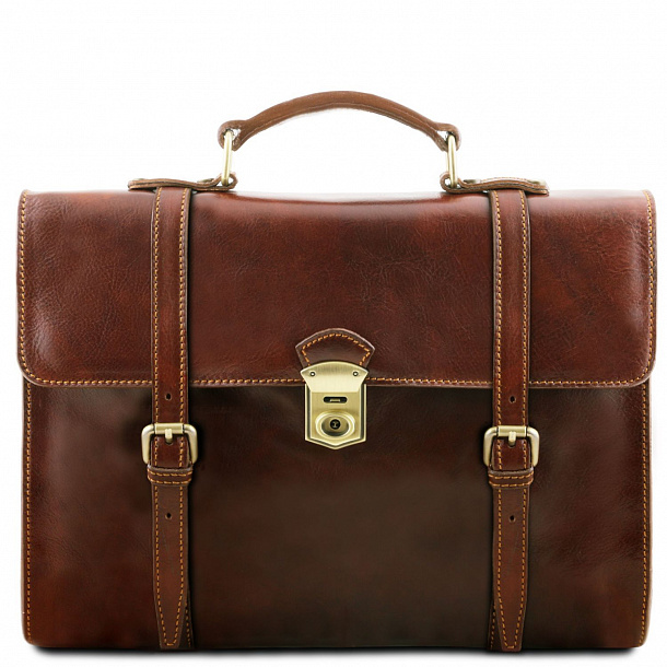 Viareggio - Кожаный портфель-рюкзак с 3 отделениями