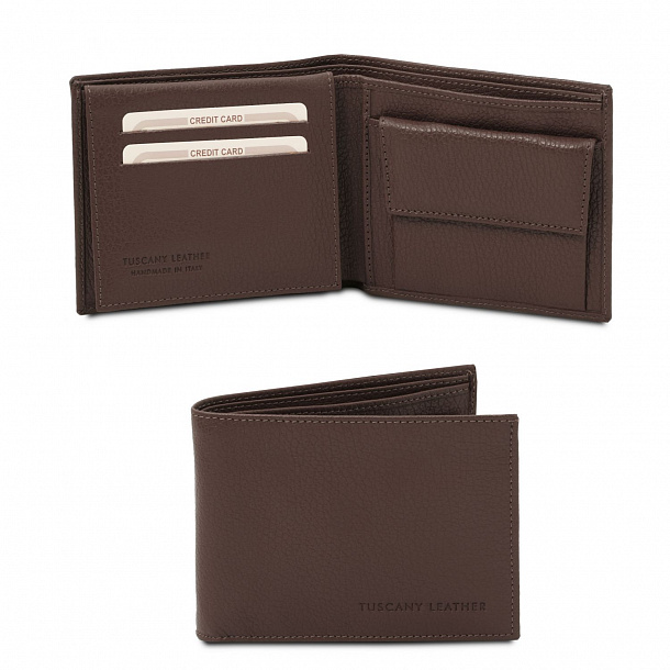 Эксклюзивный кожаный бумажник для мужчин с отделением для монет
