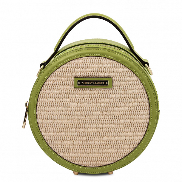 Thelma - Круглая женская сумка из кожи с хлопковым плетением